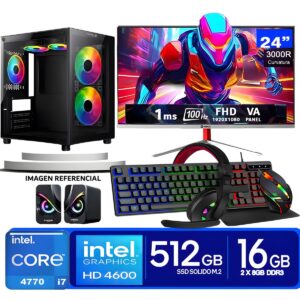 Computadora Pc Intel Core i7 4770 Monitor 24 fhd' RAM 16 GB SSD 500 GB PARLANTES